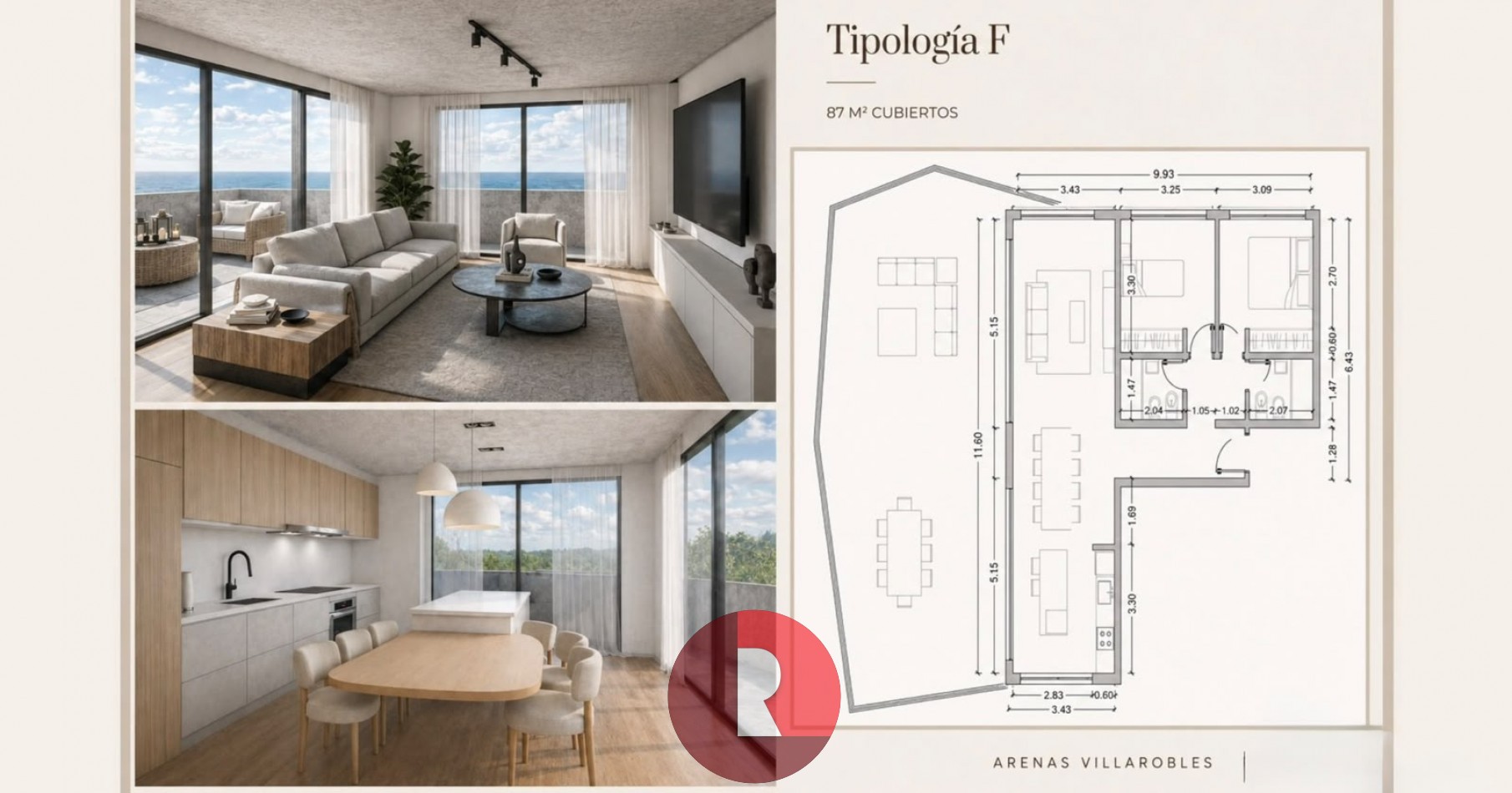 DEPTO 2 AMBIENTES ARENAS VILLAROBLES MODULO AUTUMN (UF 410)